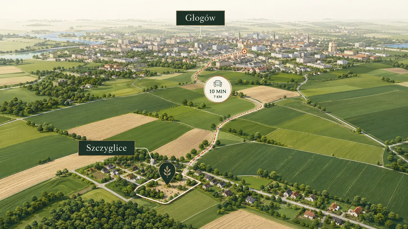 Ilustracyjna mapa położenia Szczyglic względem Głogowa