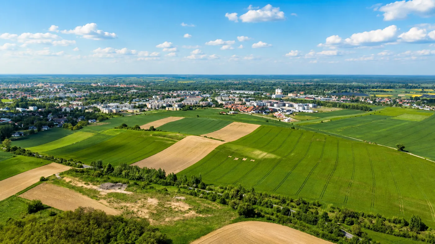 Dronowy widok zielonej okolicy Szczyglic